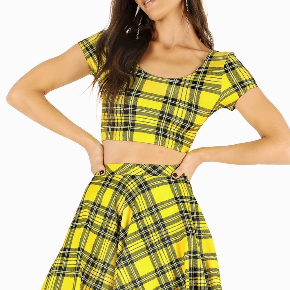 BlackMilk Tartan Yellow Nana Suit Top EUC